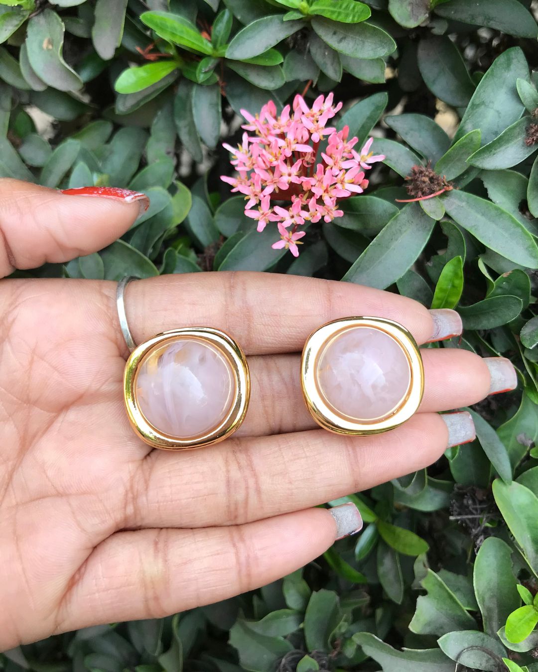 Baby Pink Resin Stud Earrings