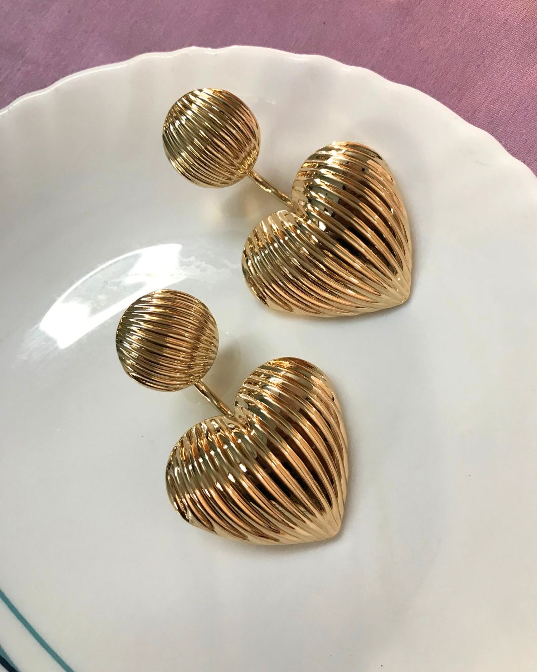 Golden Heart Drop Earrings