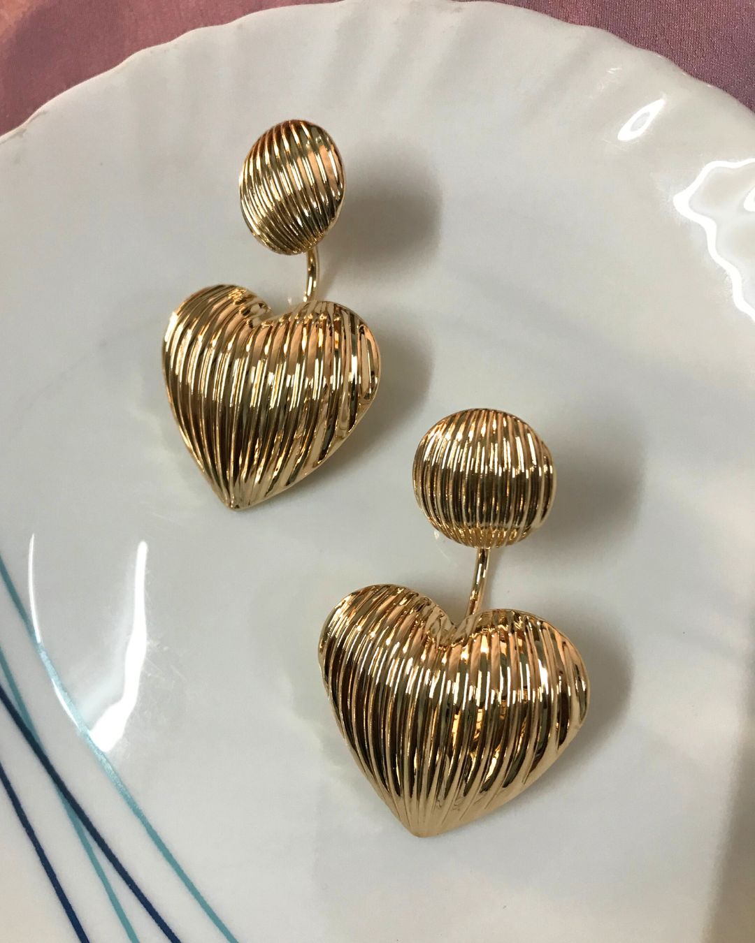 Golden Heart Drop Earrings
