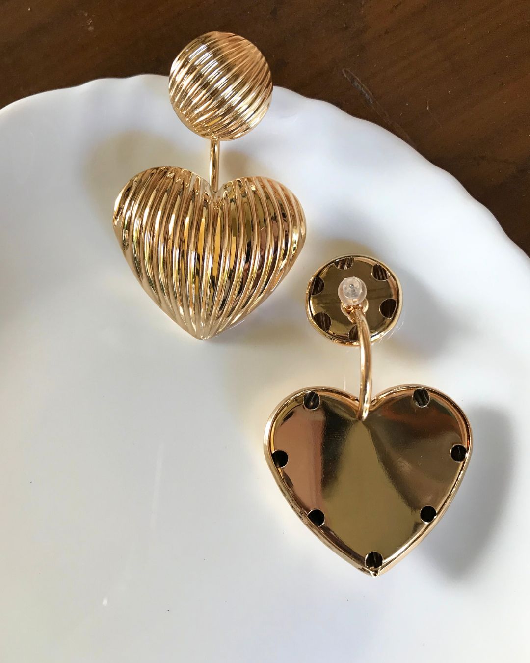 Golden Heart Drop Earrings