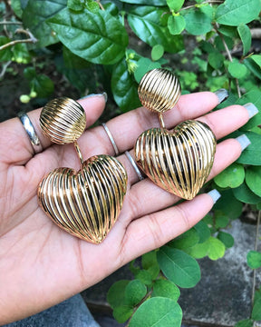 Golden Heart Drop Earrings
