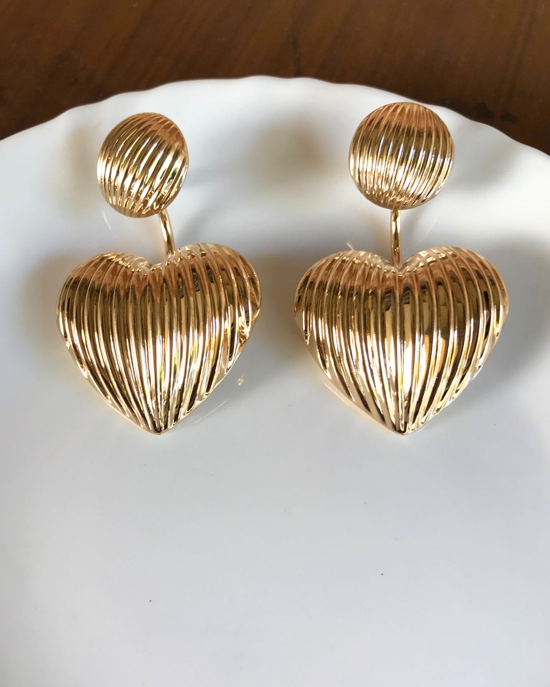Golden Heart Drop Earrings