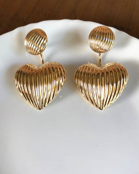Golden Heart Drop Earrings