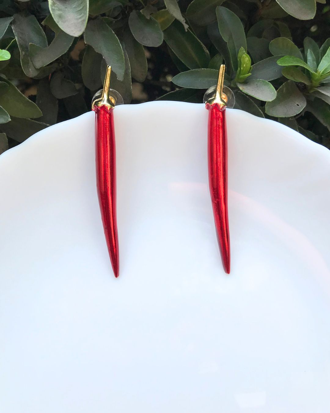 Red Mirchi Drop Earrings