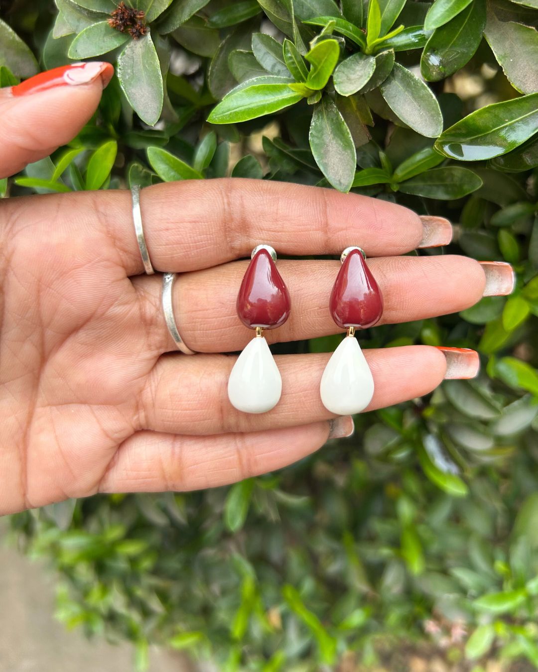 Maroon Mist Teardrop Earrings