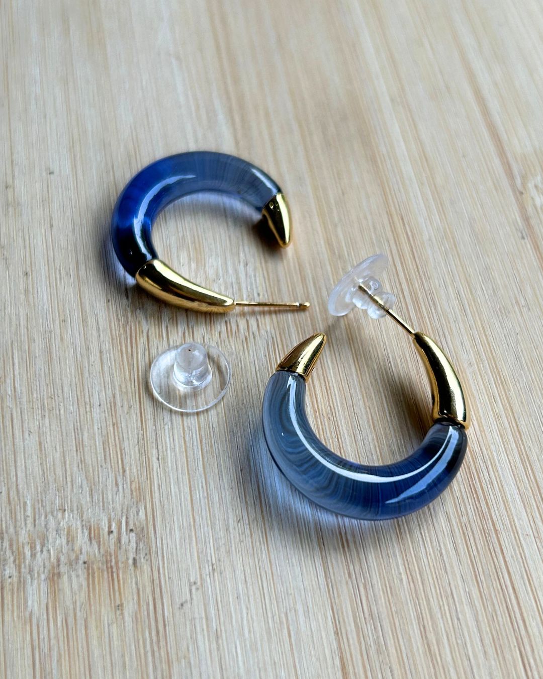 Blue Chunky Hoop Earrings
