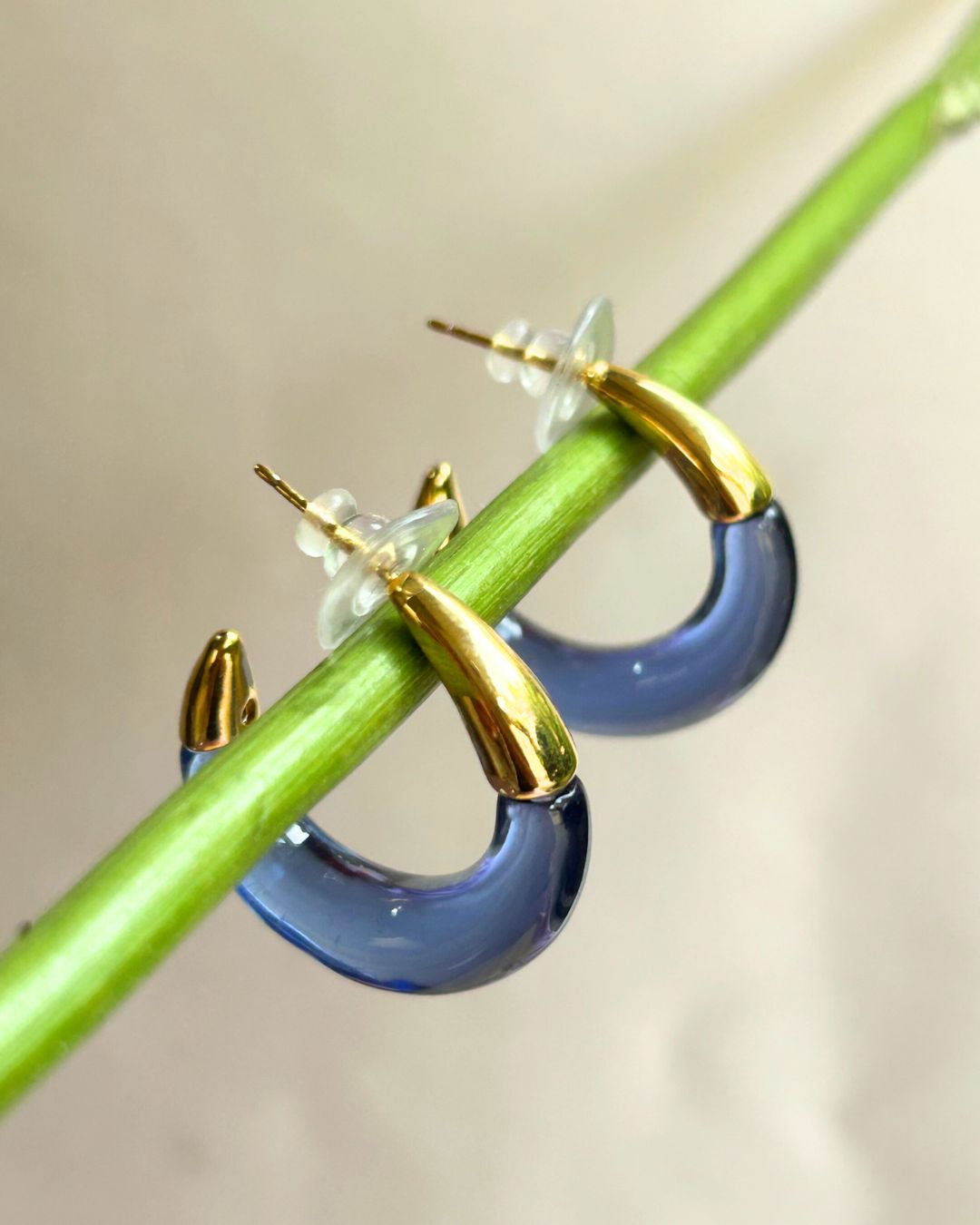 Blue Chunky Hoop Earrings