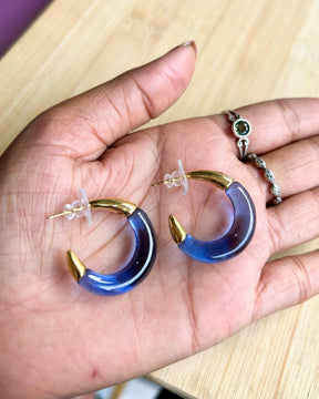 Blue Chunky Hoop Earrings