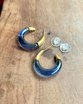 Blue Chunky Hoop Earrings
