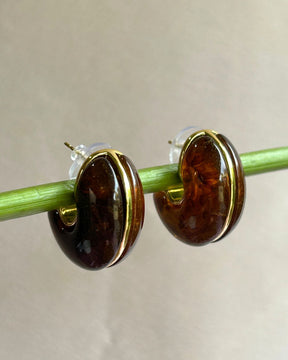 Brown Moon Hoop Earrings