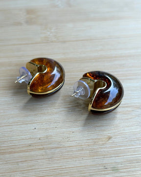 Brown Moon Hoop Earrings