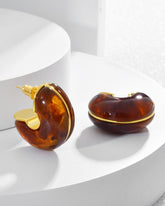 Brown Moon Hoop Earrings