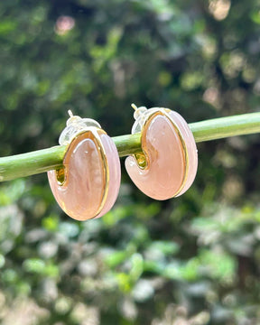 Baby Pink Moon Hoop Earrings