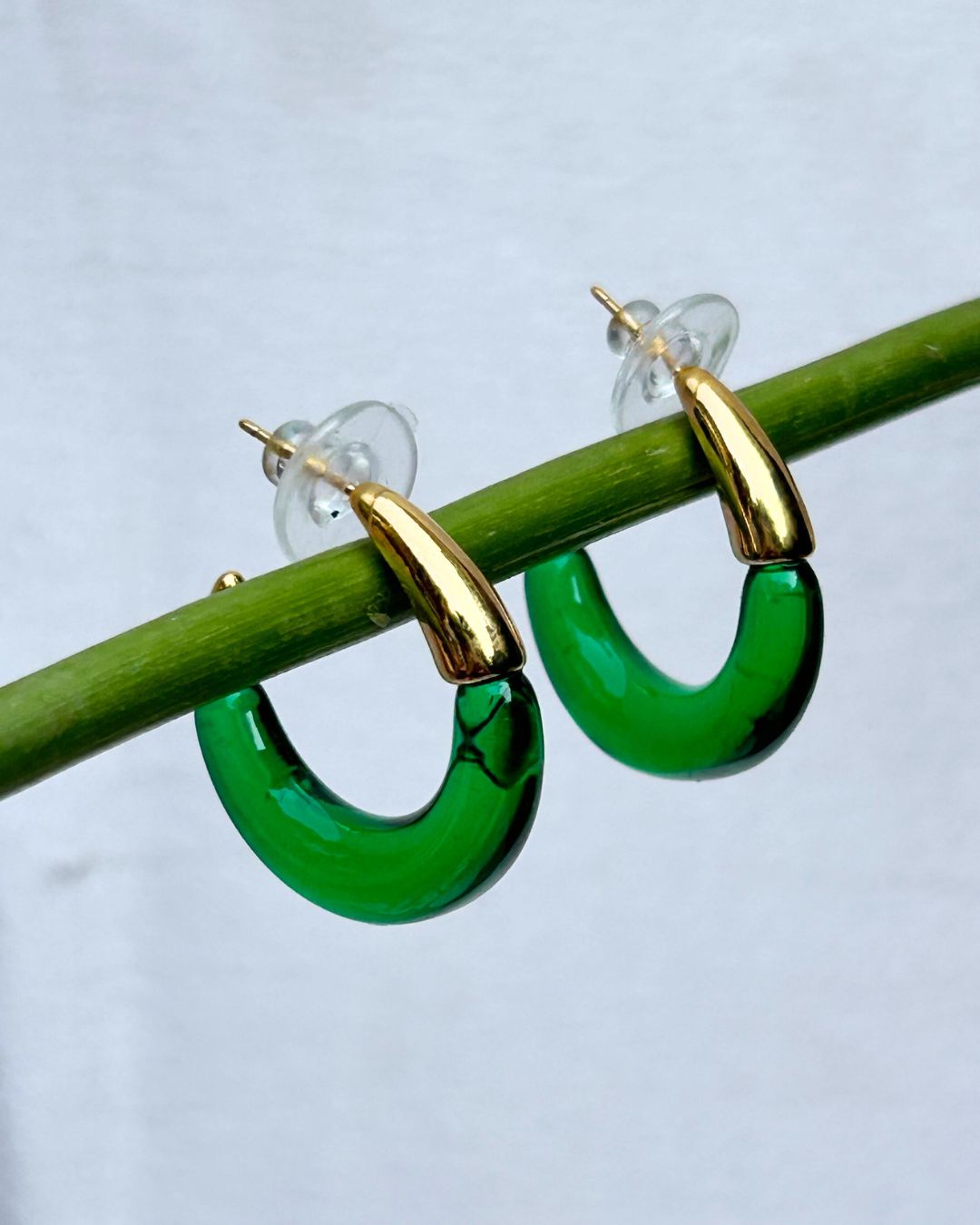Green Chunky Hoop Earrings