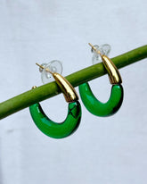 Green Chunky Hoop Earrings