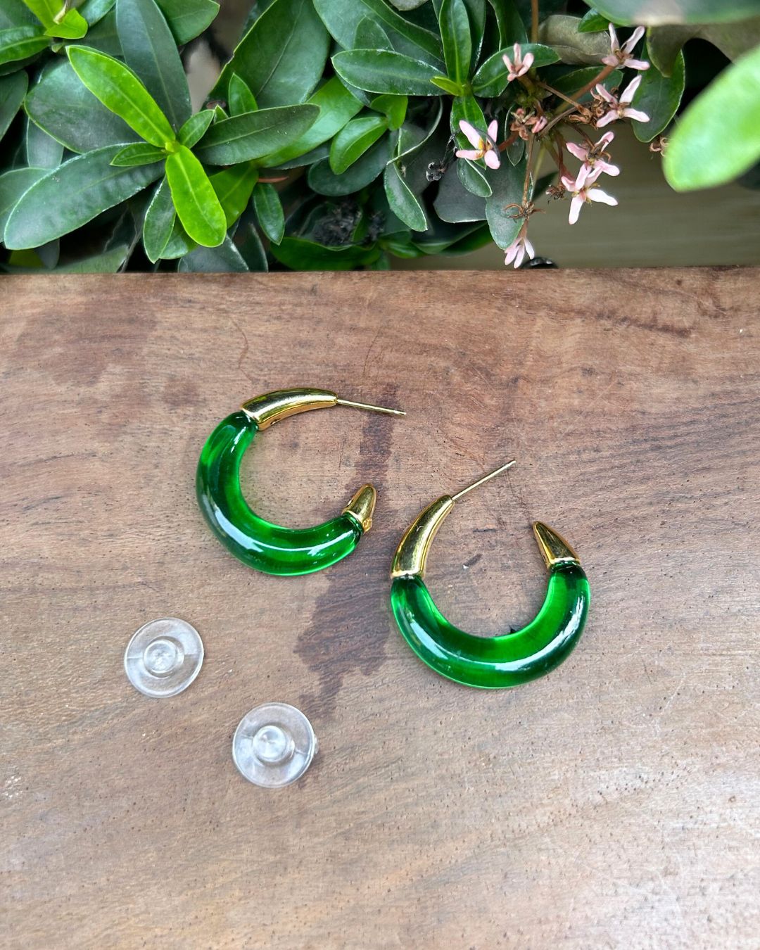 Green Chunky Hoop Earrings