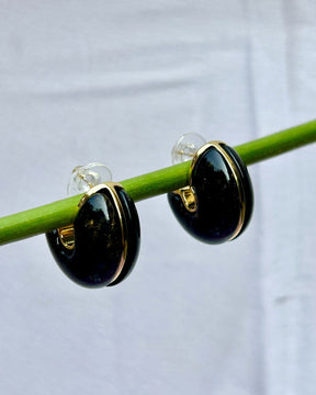 Olive Green Moon Hoop Earrings
