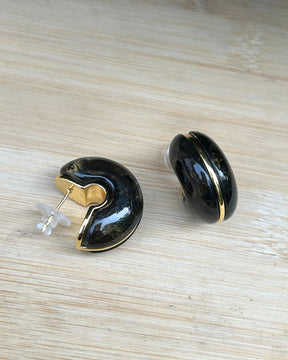 Olive Green Moon Hoop Earrings