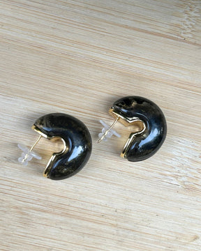 Olive Green Moon Hoop Earrings