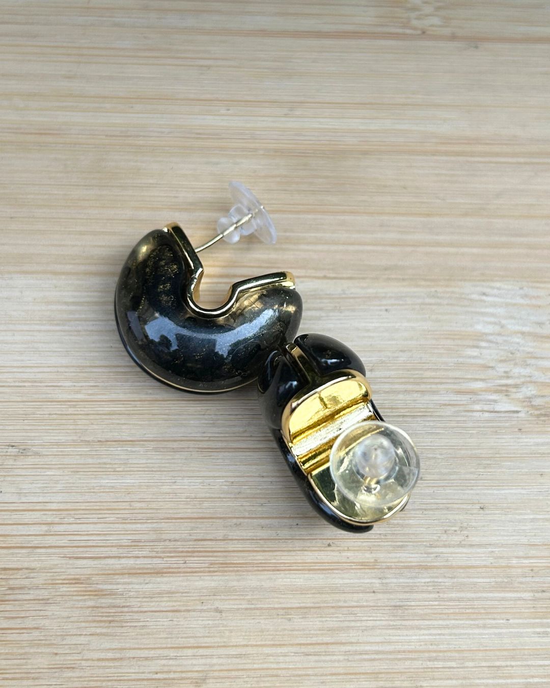 Olive Green Moon Hoop Earrings