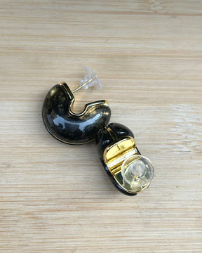 Olive Green Moon Hoop Earrings