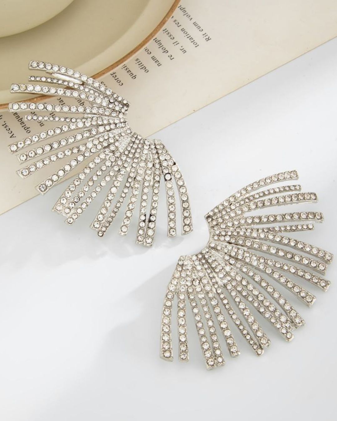 Silver Crystal Alloy Geometric Drop Earrings