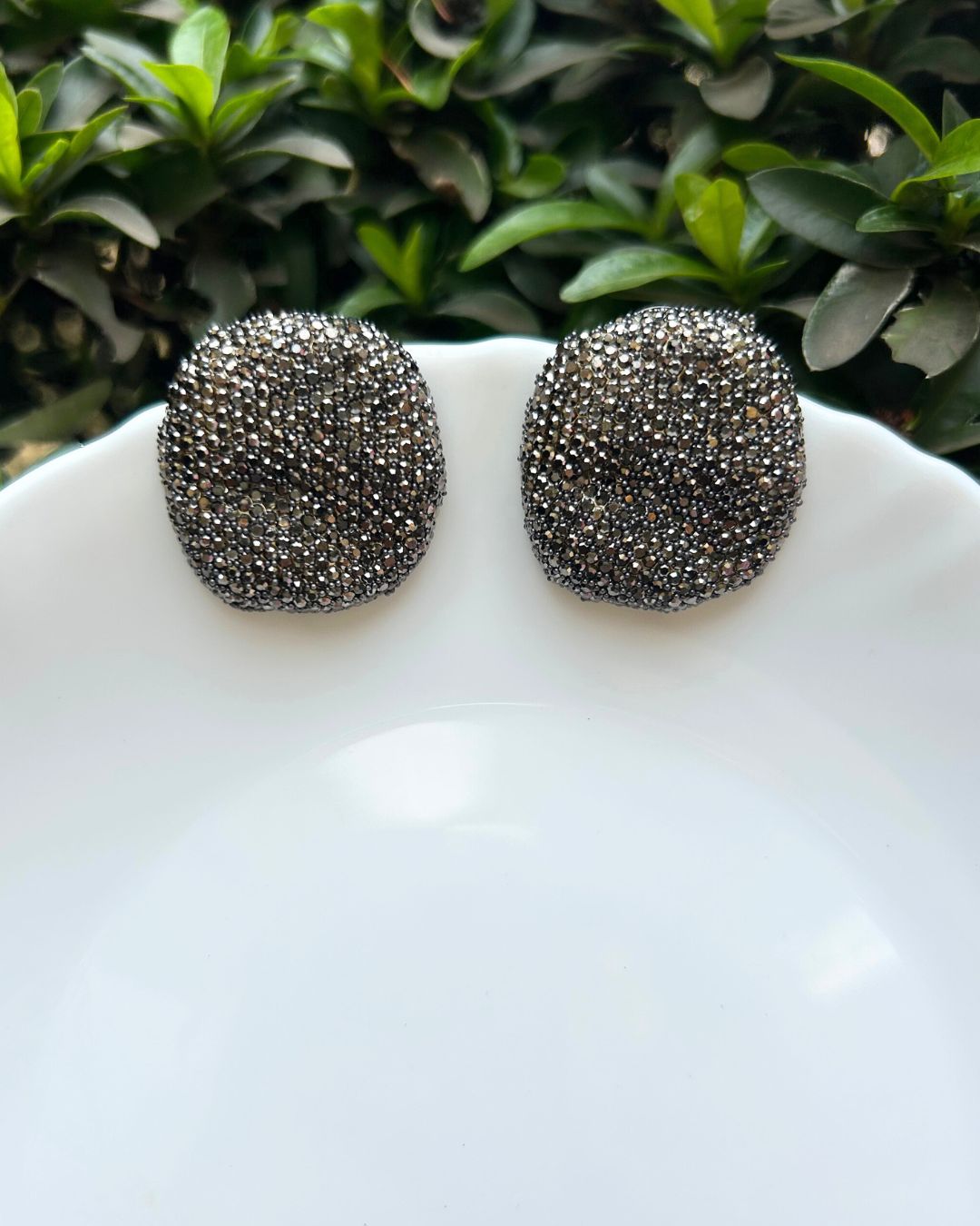 Bling Blogger Rhodium Stud Earrings - Small
