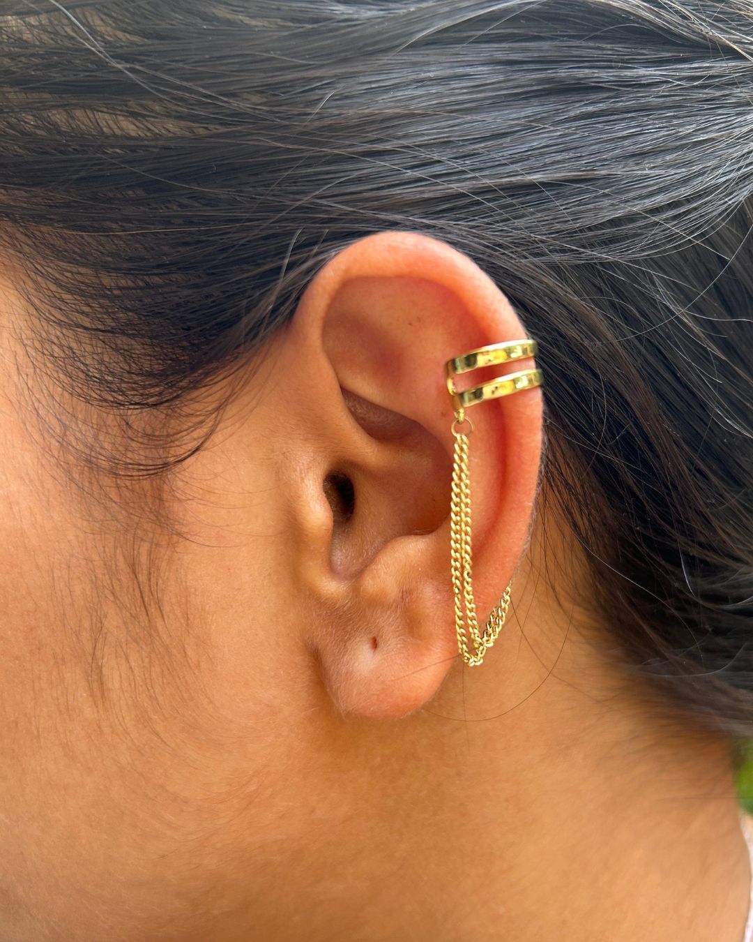 Golden Double-Layer Chain Unisex  Ear Cuff