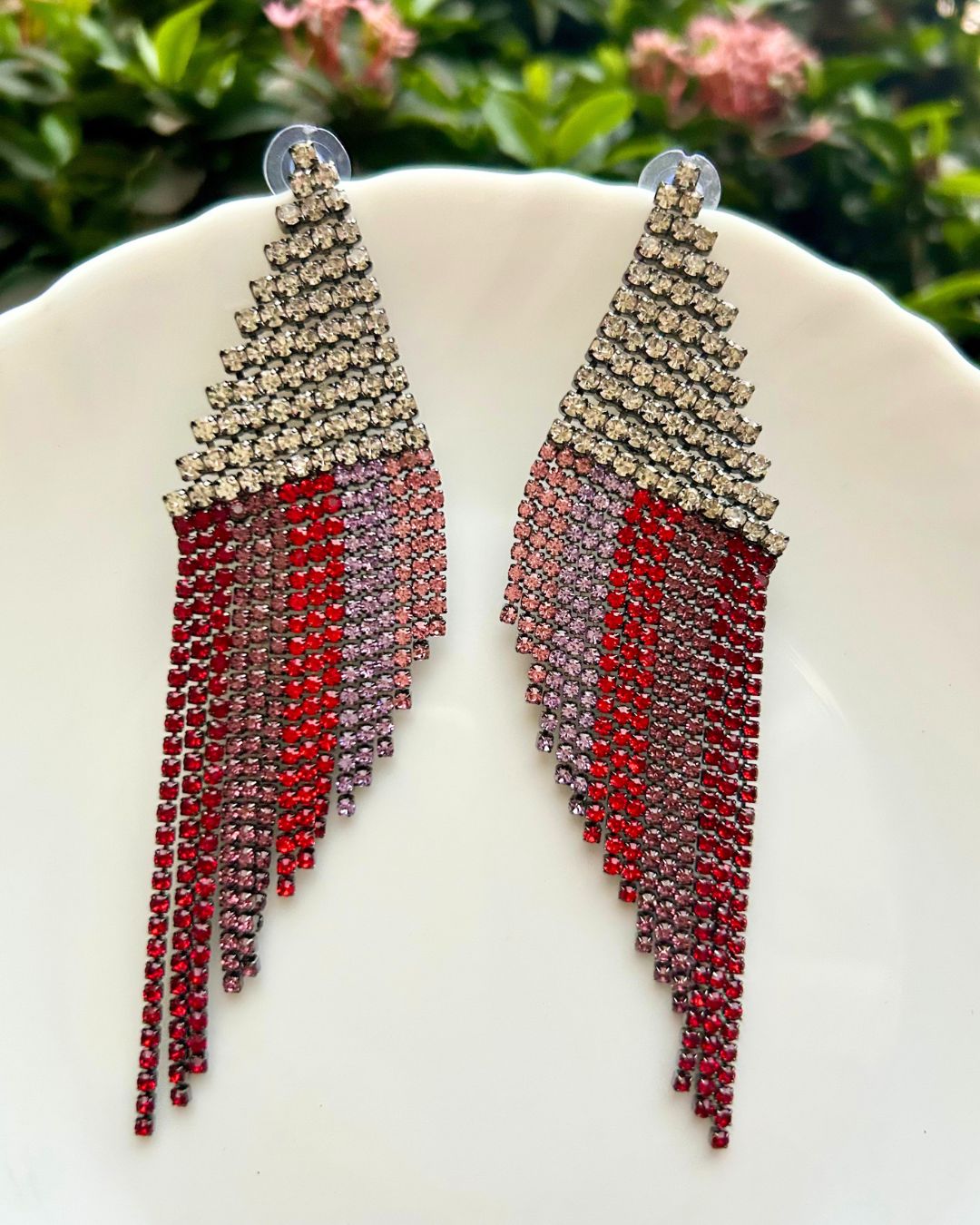 Red Mirage Tassels Drop Earrings