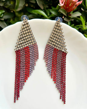 Red Mirage Tassels Drop Earrings