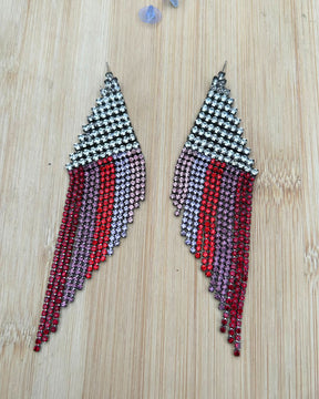Red Mirage Tassels Drop Earrings