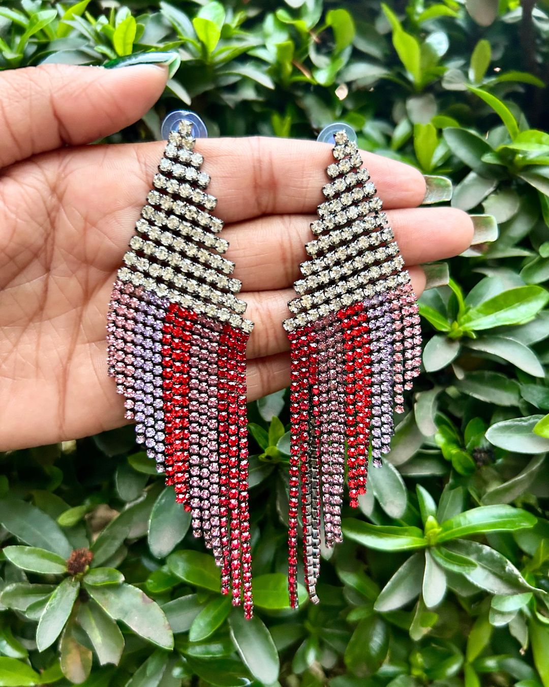 Red Mirage Tassels Drop Earrings