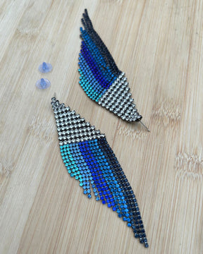 Blue Mirage Tassels Drop Earrings