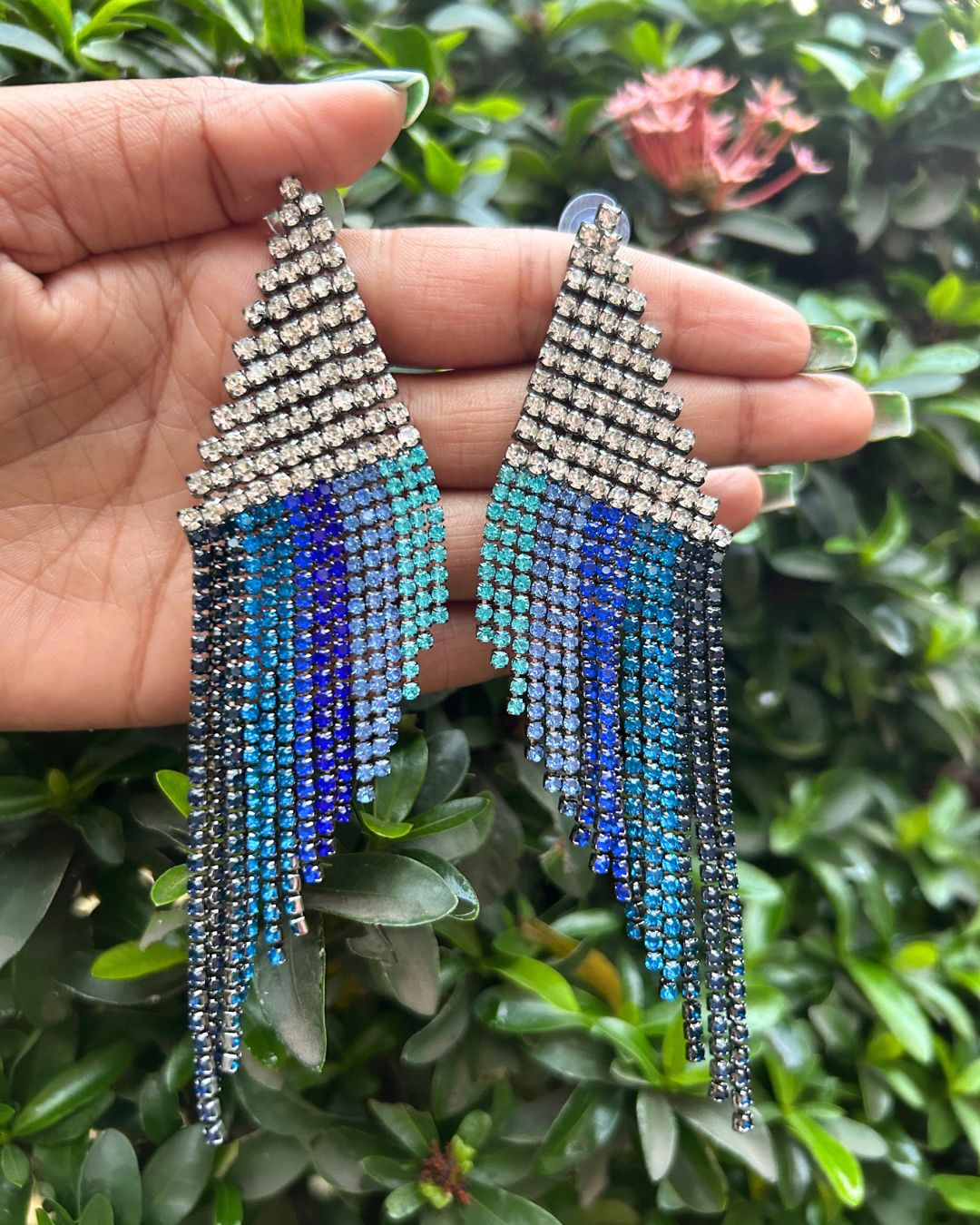Blue Mirage Tassels Drop Earrings