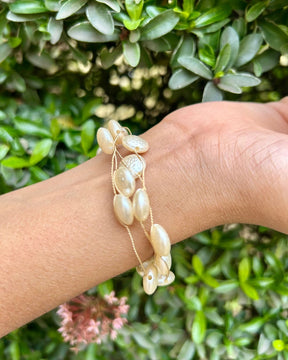 White Pearl Charm Bracelet