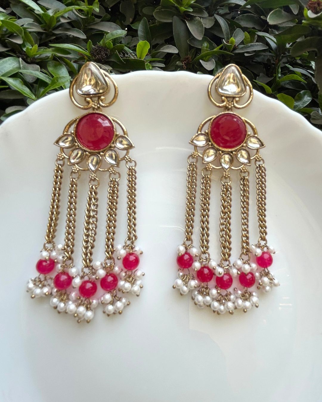 Noorza Pink Pearl Kashmiri Earrings
