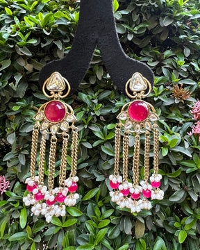 Noorza Pink Pearl Kashmiri Earrings