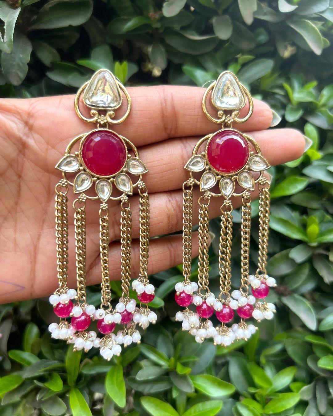 Noorza Pink Pearl Kashmiri Earrings