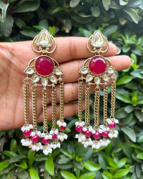 Noorza Pink Pearl Kashmiri Earrings