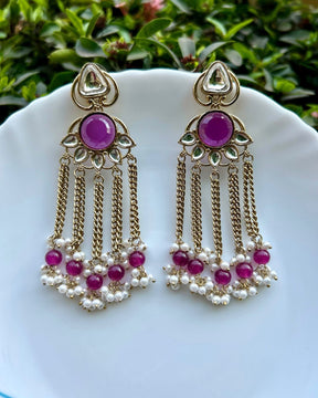 Noorza Purple Pearl Kashmiri Earrings
