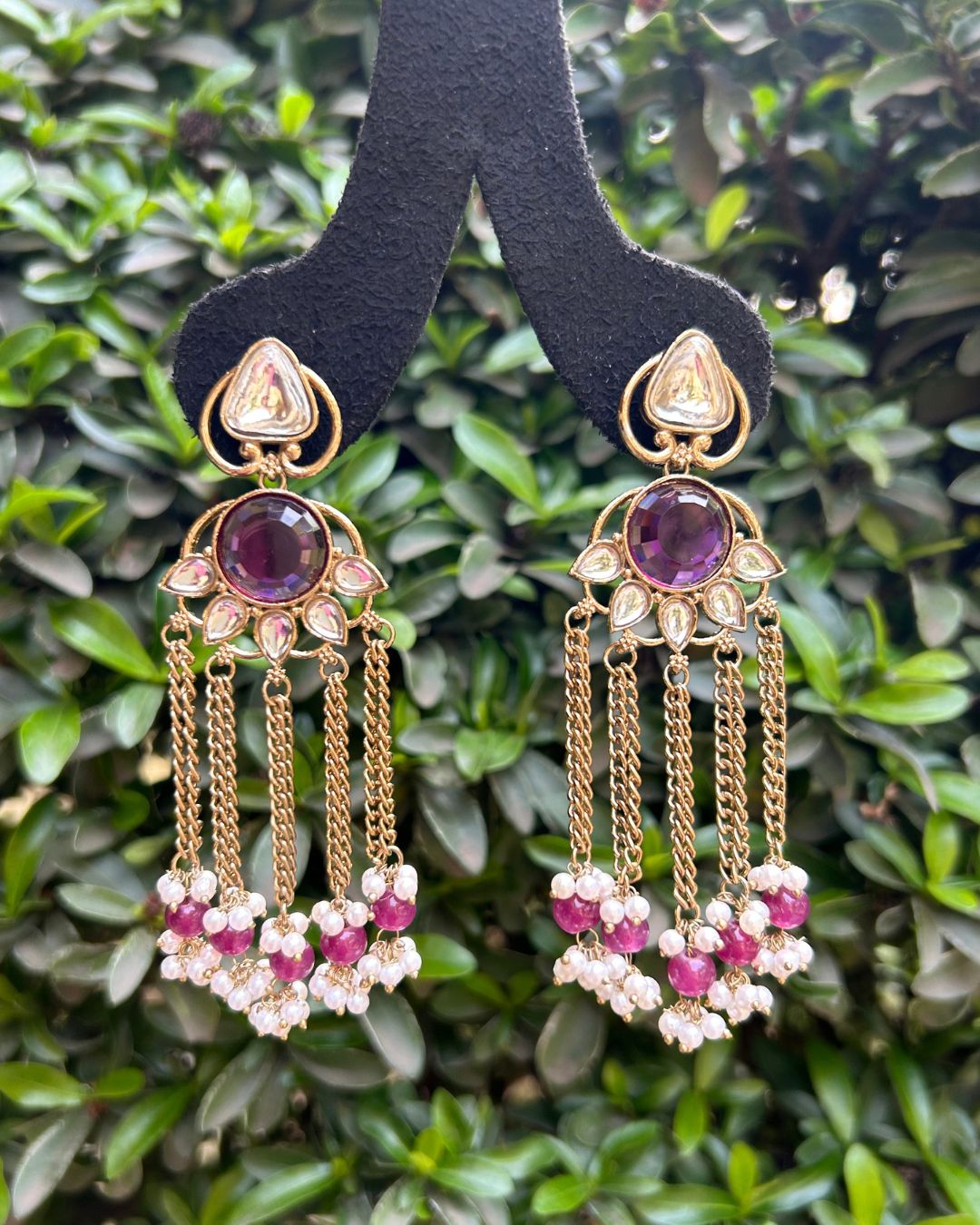 Noorza Purple Pearl Kashmiri Earrings