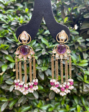 Noorza Purple Pearl Kashmiri Earrings