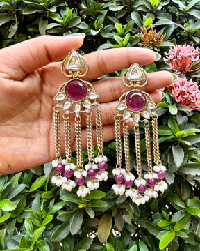 Noorza Purple Pearl Kashmiri Earrings