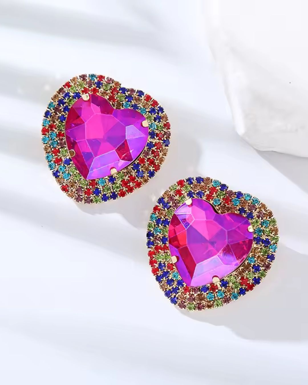 Pink Retro Heart Drop Earrings