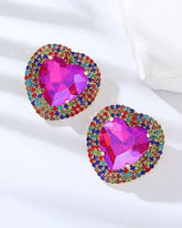 Pink Retro Heart Drop Earrings