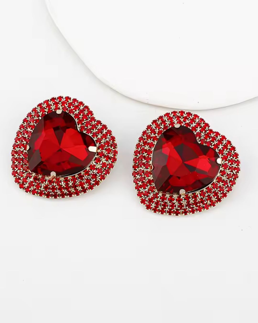 Red Retro Heart Drop Earrings