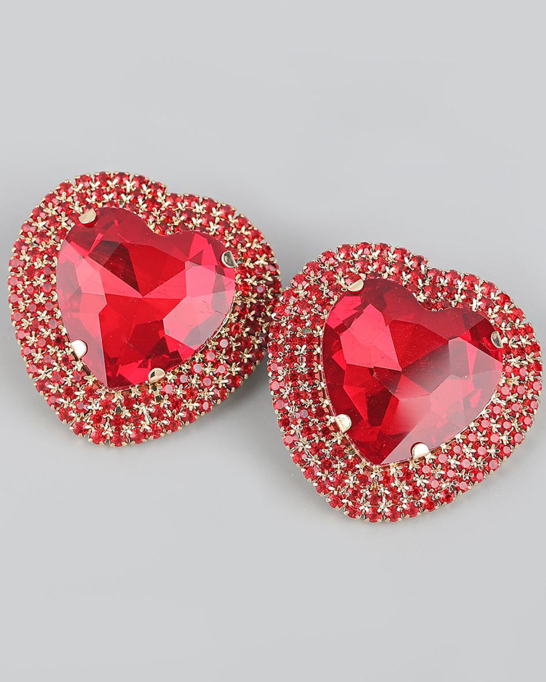Red Retro Heart Drop Earrings