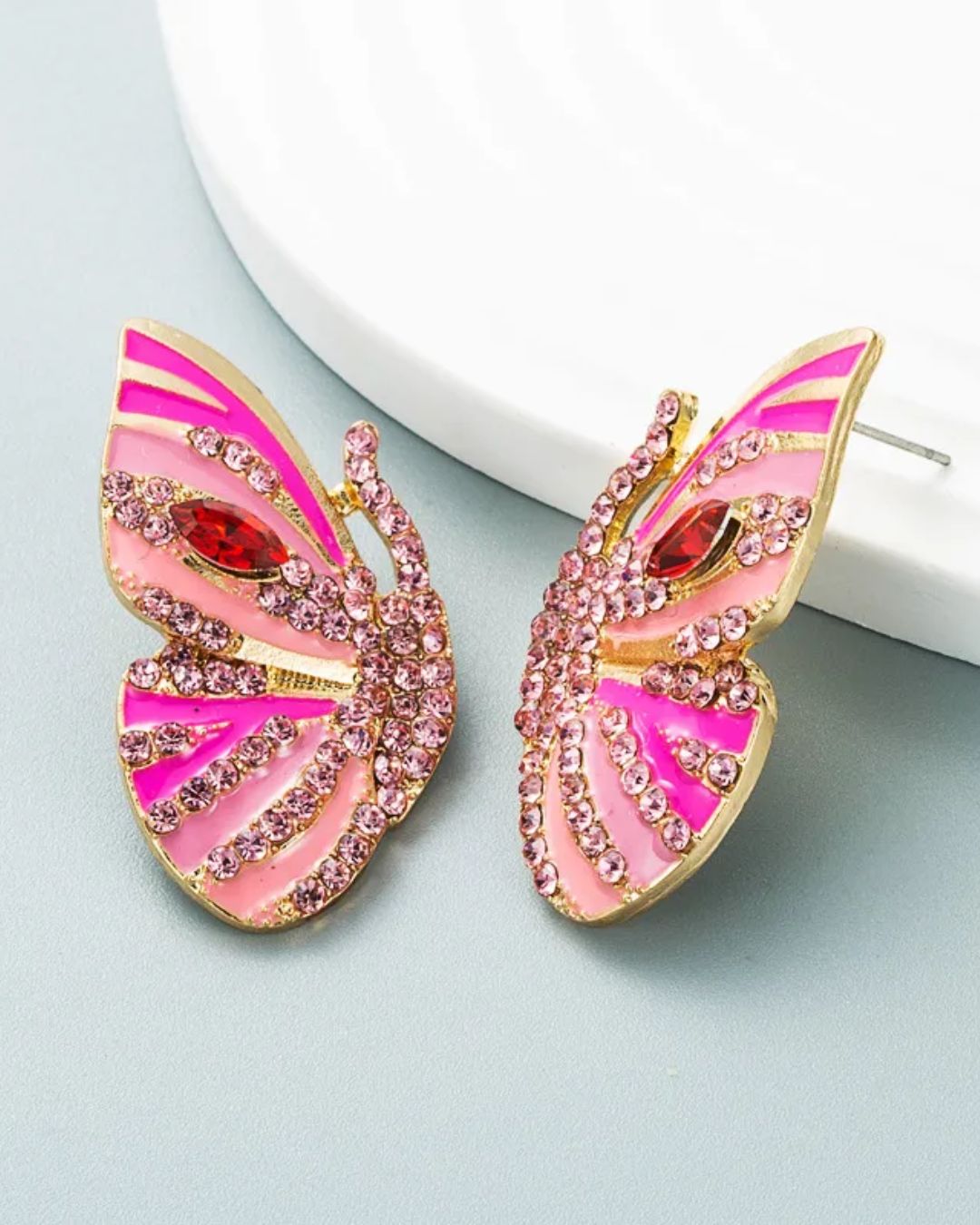 Pink Dreamy Butterfly Stud Earrings