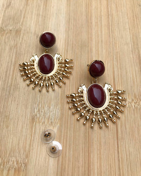 Maroon Vintage Designer Stud Earrings