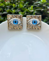 Silver Evil Eye Stud Earrings